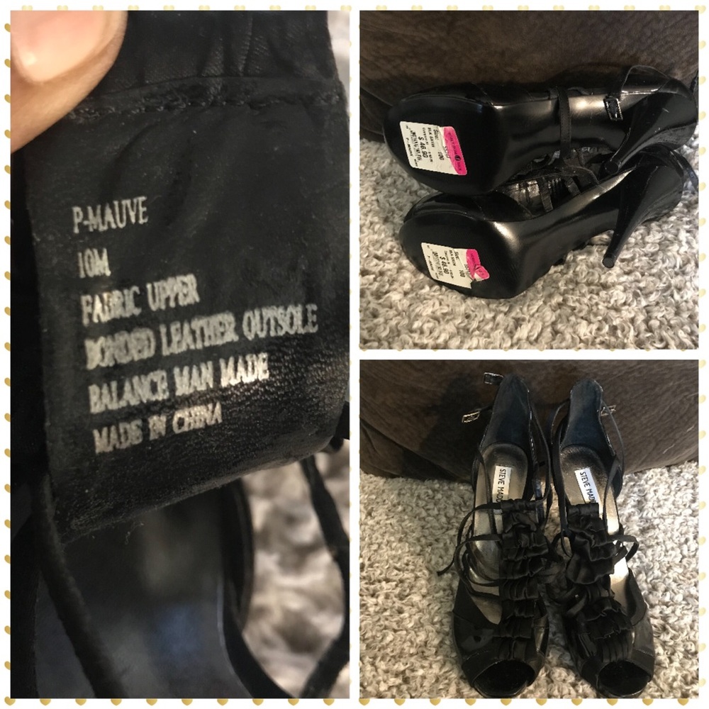 Steve Madden black patent leather high heels.